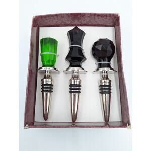 Cut Glass Bottle Stopper Set of 3 by Two's Company Vintage Gems NOS - Gift